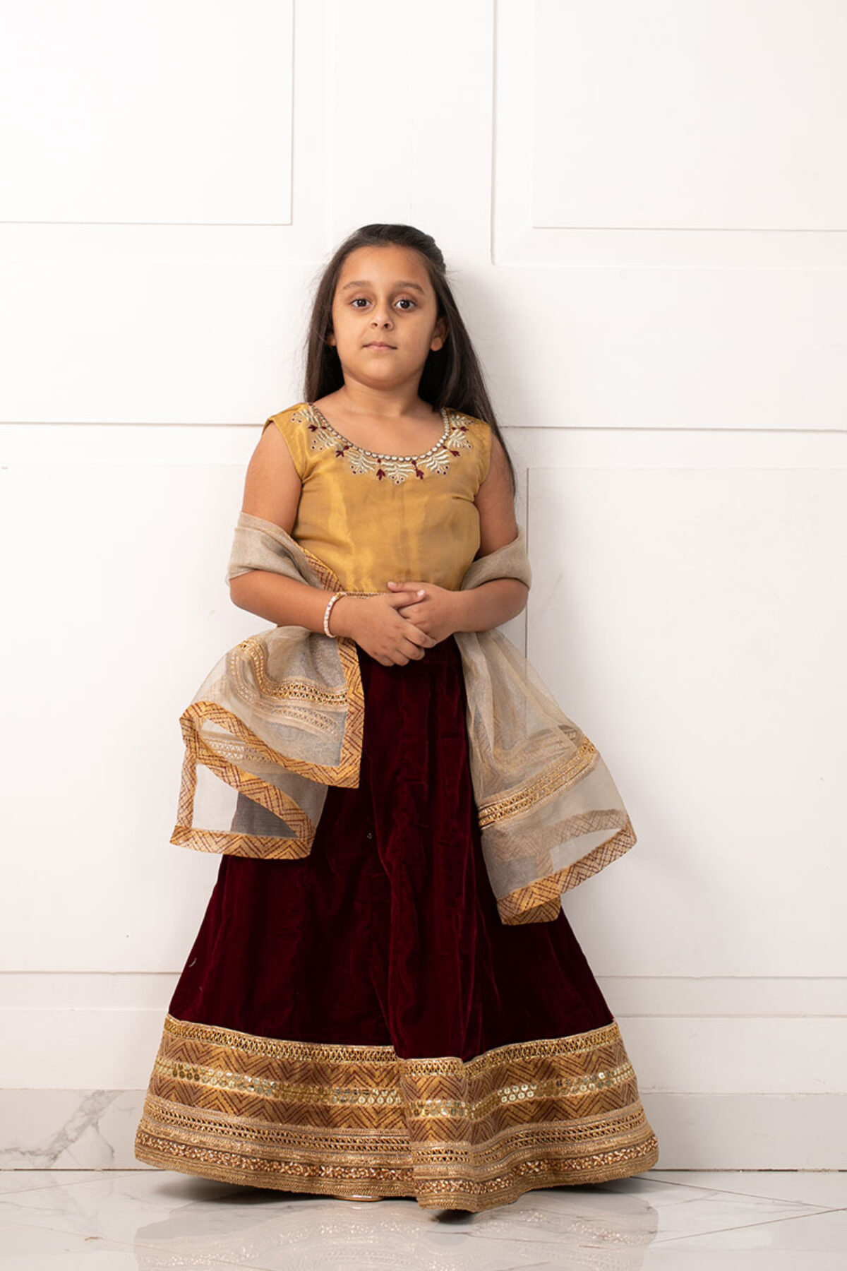 Pink Chanderi Silk Kids Lehenga Choli 217138