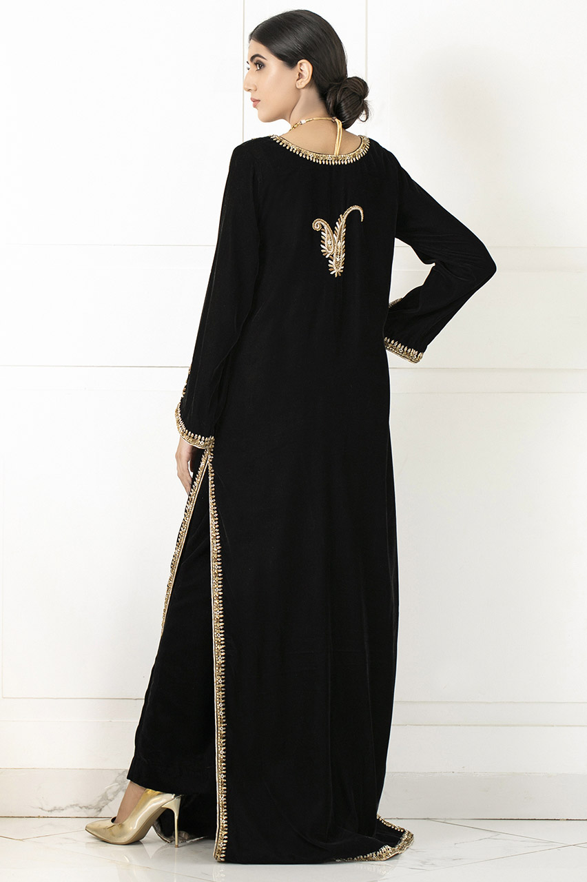 Lana - Black Velvet Dress (two piece set)