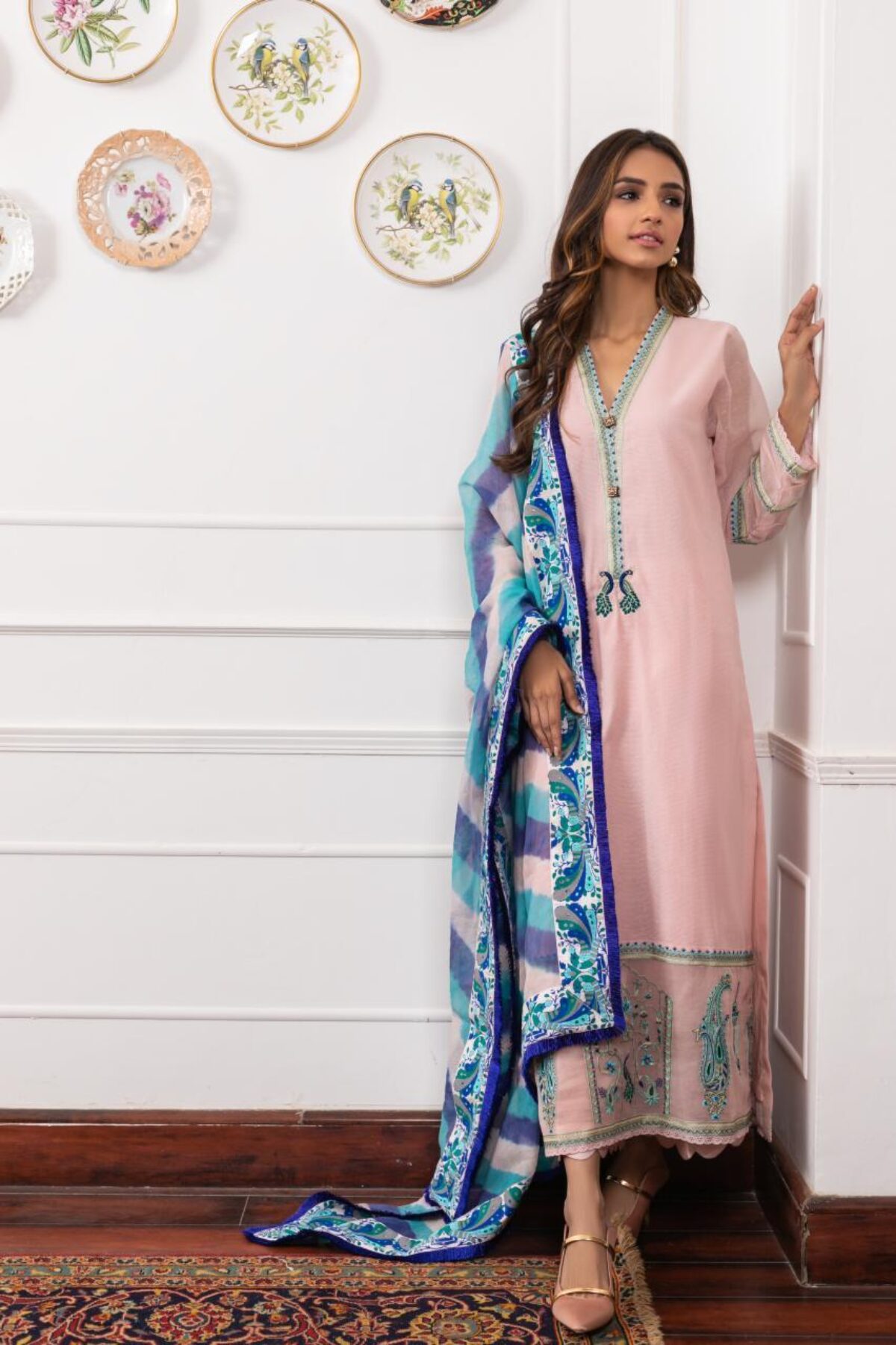 pakistani gown dress tea pink