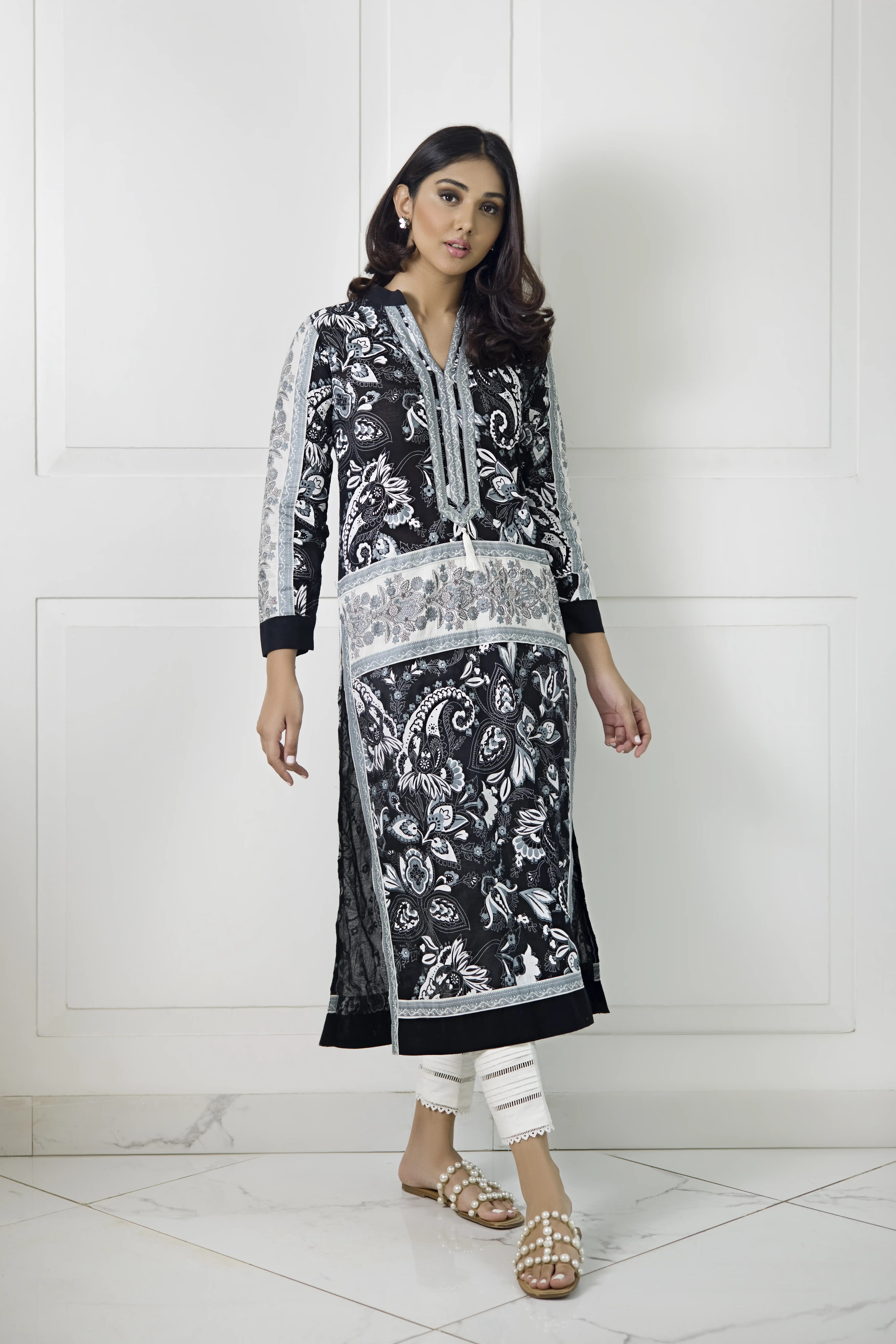 monochrome dress pakistan-shk-1008