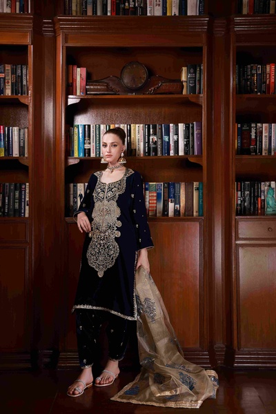 Luxurious Velvet Dresses At Shehrnaz-shk-1039