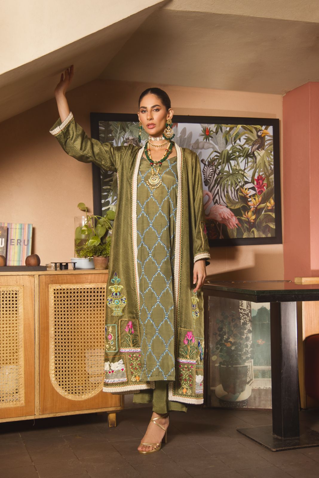 Buy Pakistani Designer Kaftan Dress Online - SHK-1143