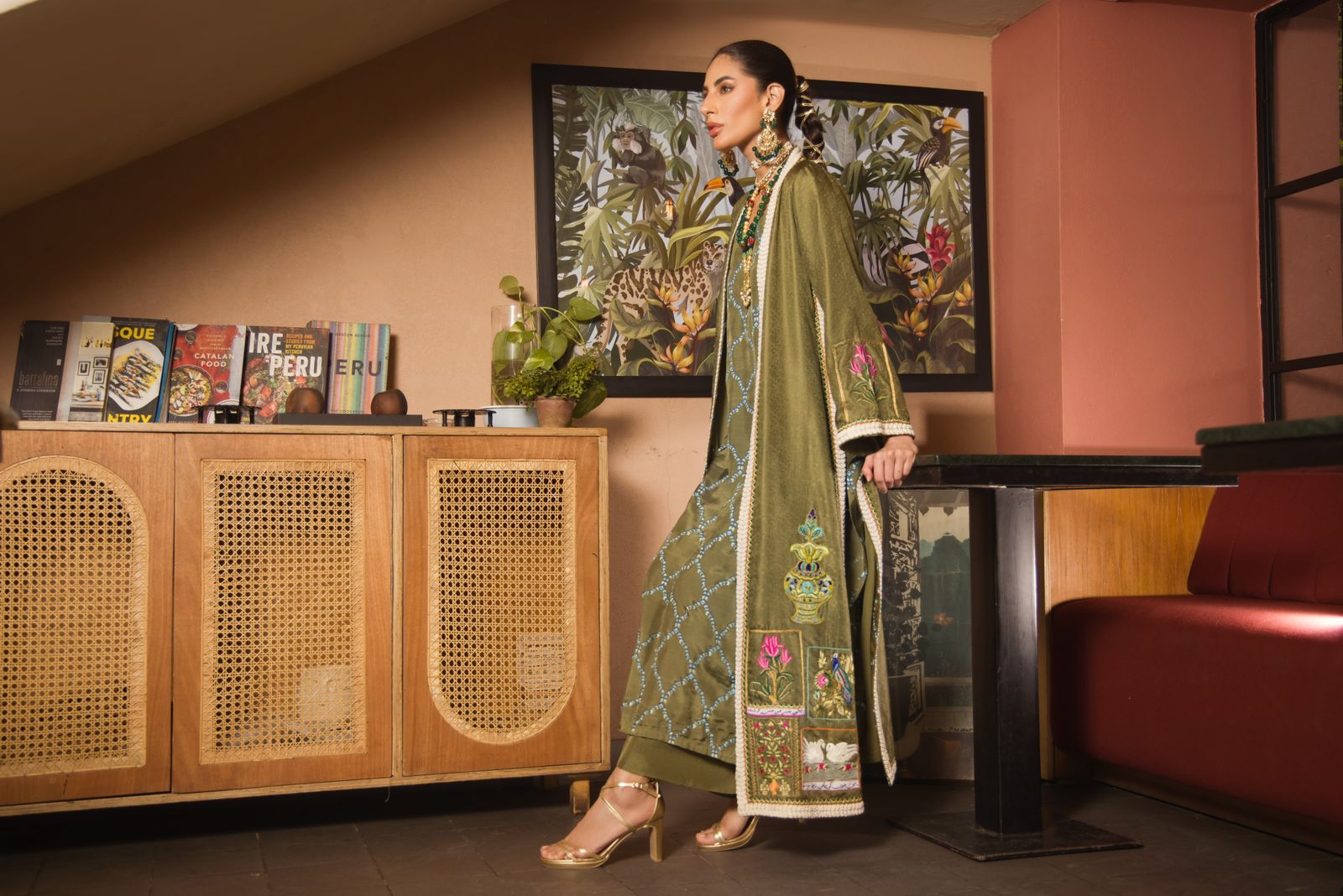 Buy Pakistani Designer Kaftan Dress Online - SHK-1143