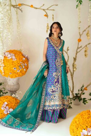 Turquoise Angrakha Set Pakistan