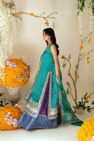Turquoise Angrakha Set Pakistan