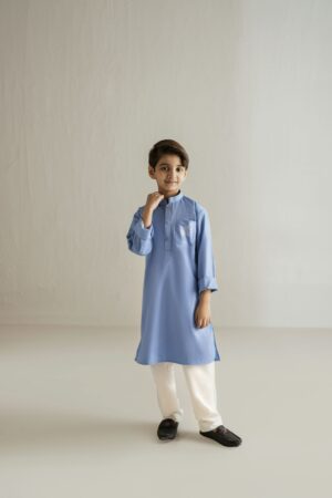 chambray blue kids kurta set