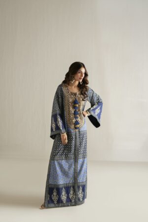 navy blue ajrak blue kaftan