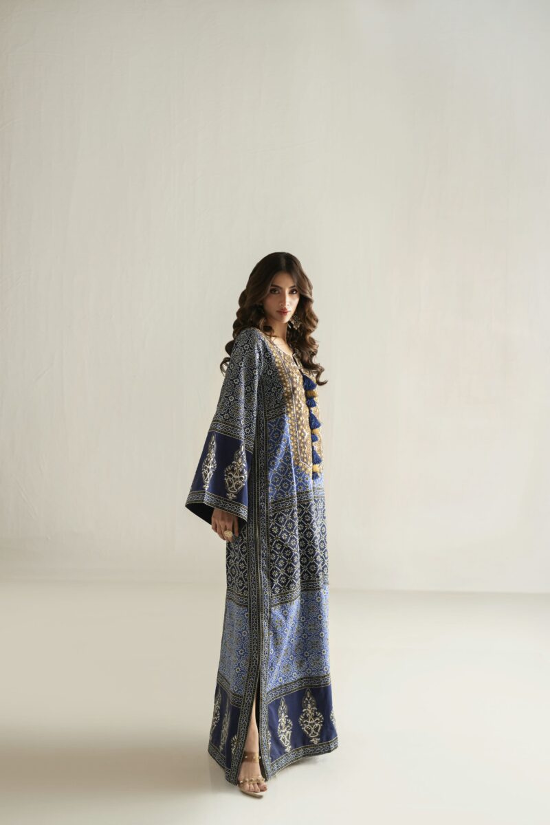 navy blue ajrak blue kaftan