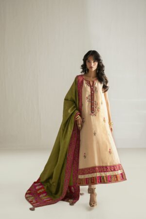 beige green kurta set