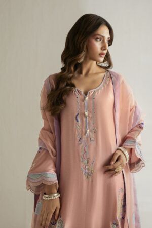 tea pink ferozi kurta set