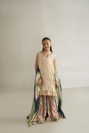 beige kids gharara set
