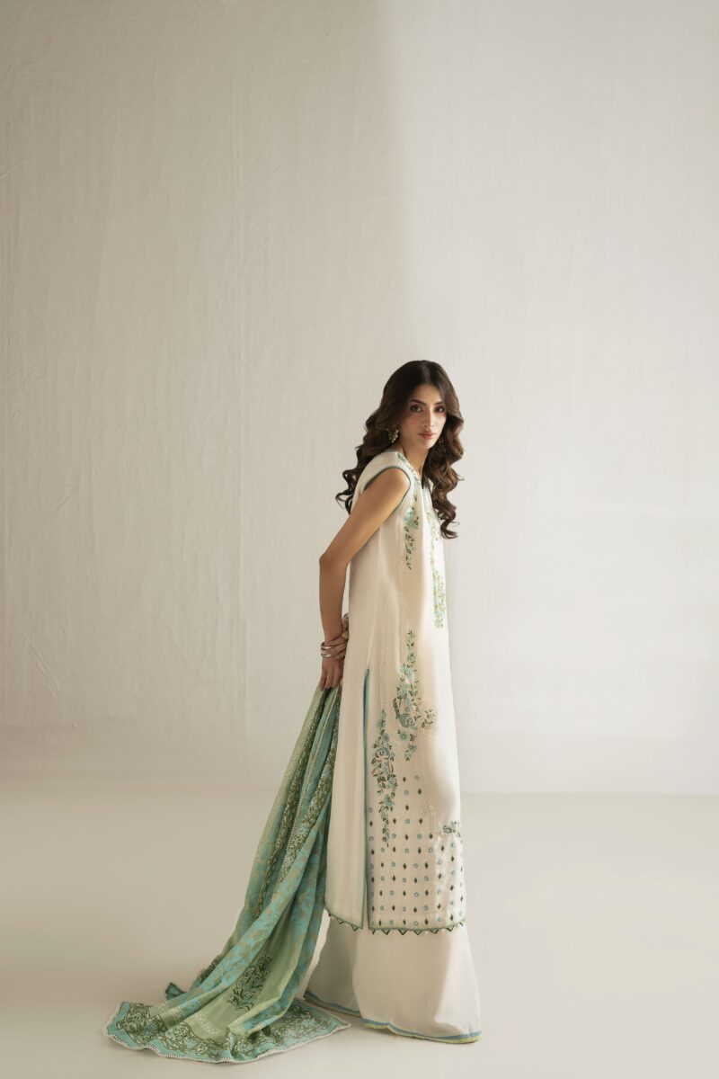 white ferozi dhaka pants set