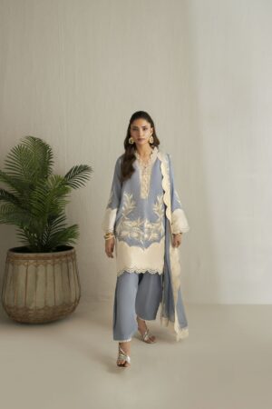light blue off-white kurta set