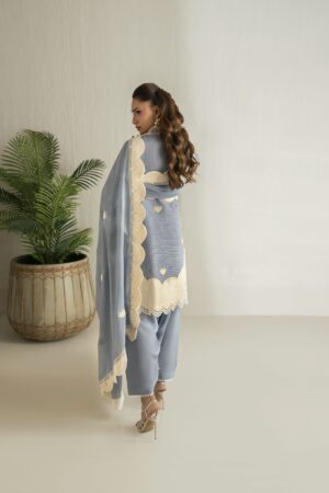 light blue off-white kurta set