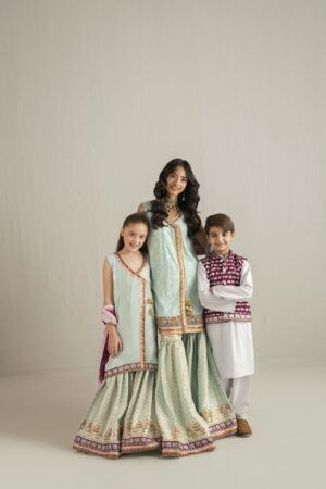 ferozi blue kids gharara set
