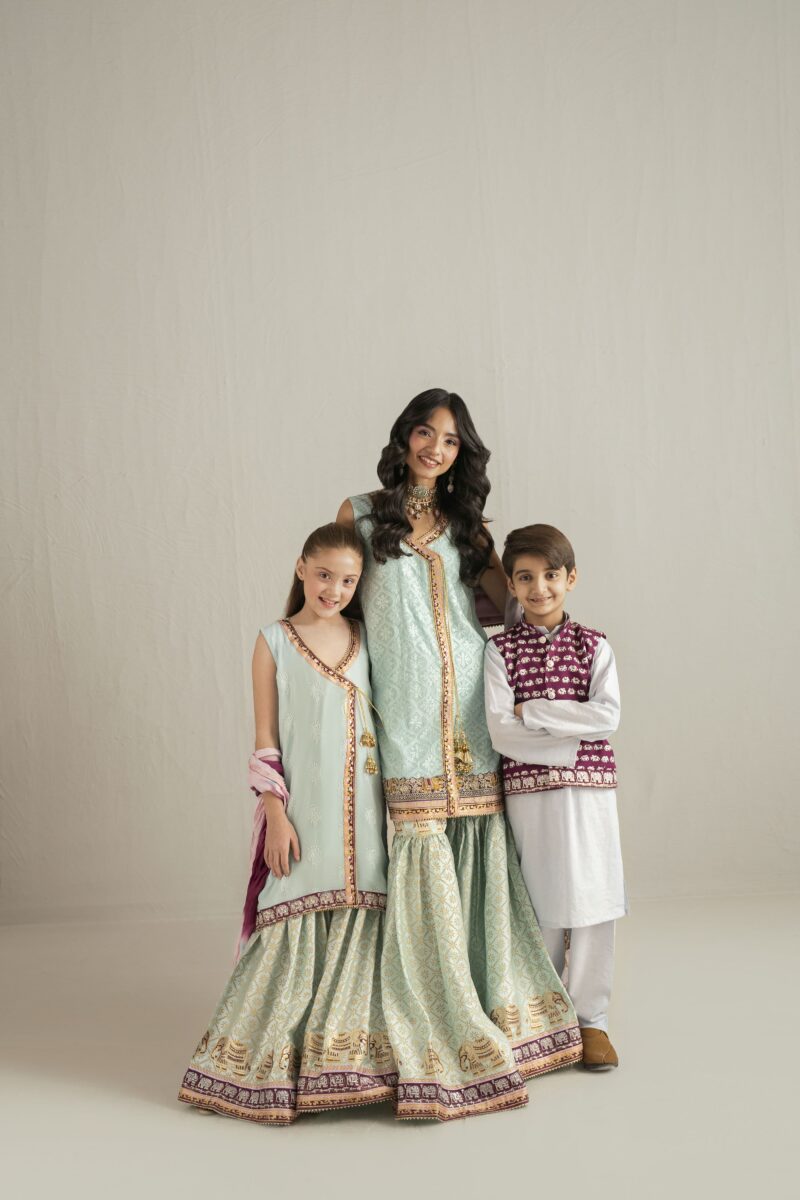 ferozi blue kids gharara set