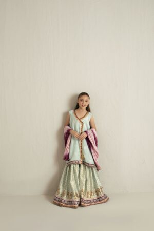 ferozi blue kids gharara set