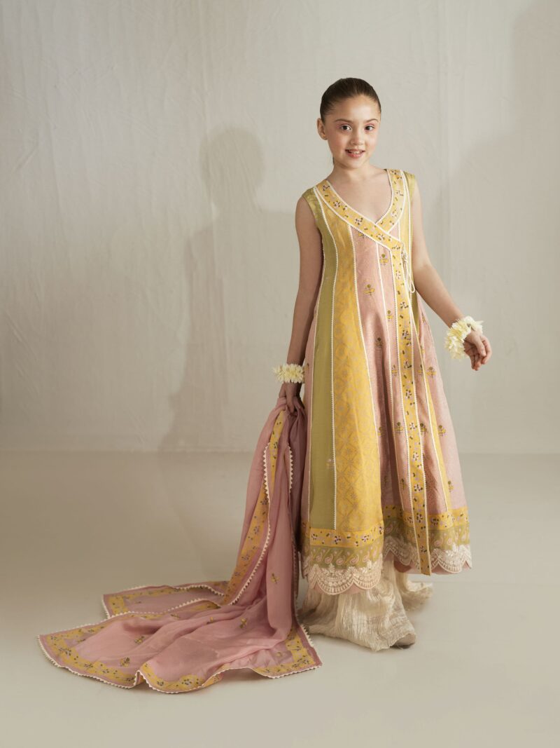 Sunshine Chunari Anarkali with Crushed Azaar