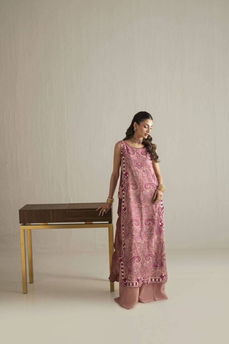 tea pink off-white kurta set
