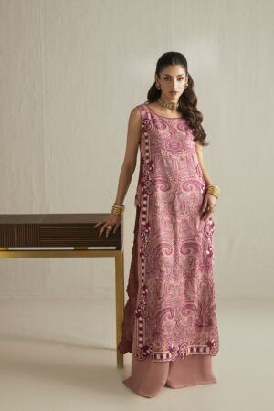 tea pink off-white kurta set