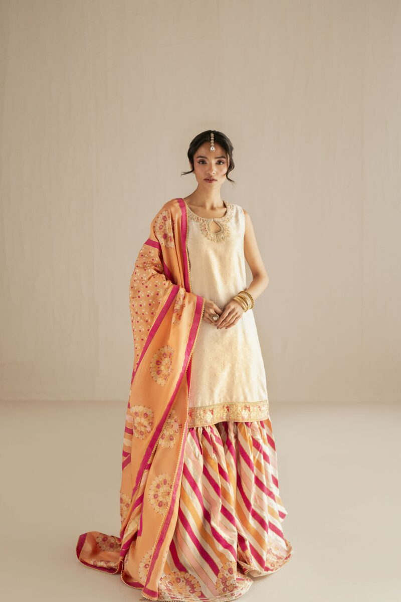 beige gharara set