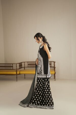 black white dhaka pants set