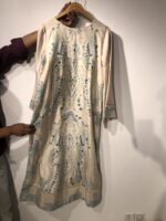 beige embroidered print kaftan
