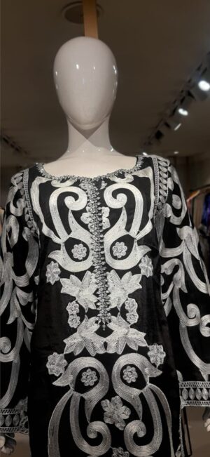 black embroidered kaftan
