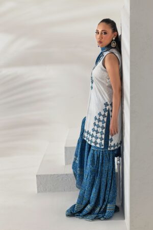 White Chikan Gharara Suit