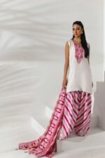 SHK-1671 (2) Embroidered Cotton Net Kurta