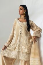 SHK-1674 (3) Cream Organza Dupatta Suit