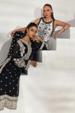 Black Embroidered Chiffon Suit