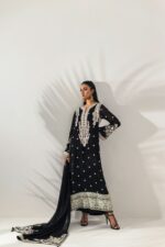 Black Embroidered Chiffon Suit