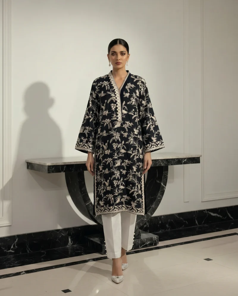 Black Embroidered Kurta Set