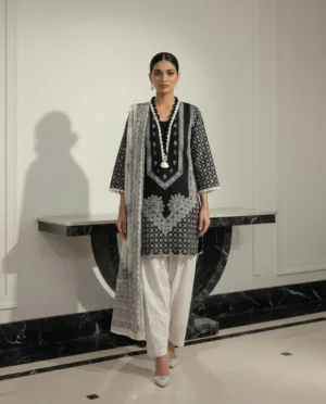 Black and White Cotton Suit
