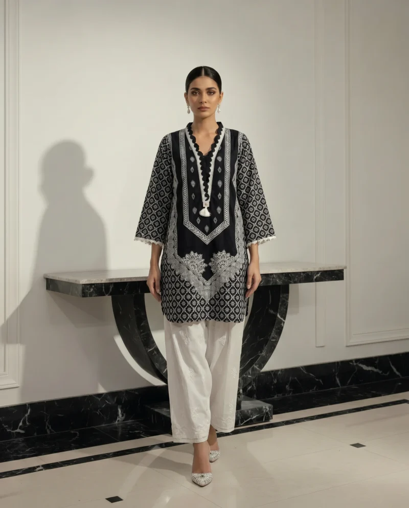 Black and White Cotton Suit