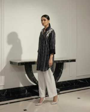 Black Striped Linen Tunic