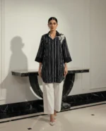 Obsidian Stripe Tunic Set (2) Black Striped Linen Tunic