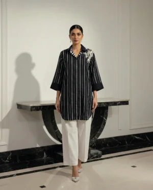 Black Striped Linen Tunic