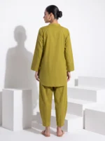 Generated Image August 03, 2026 - 7_09PM Dhaani Green Linen Shirt & Barrel Shalwar