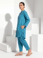 Generated Image August 03, 2026 - 8_02PM Sky Blue Linen Shirt & Barrel Shalwar